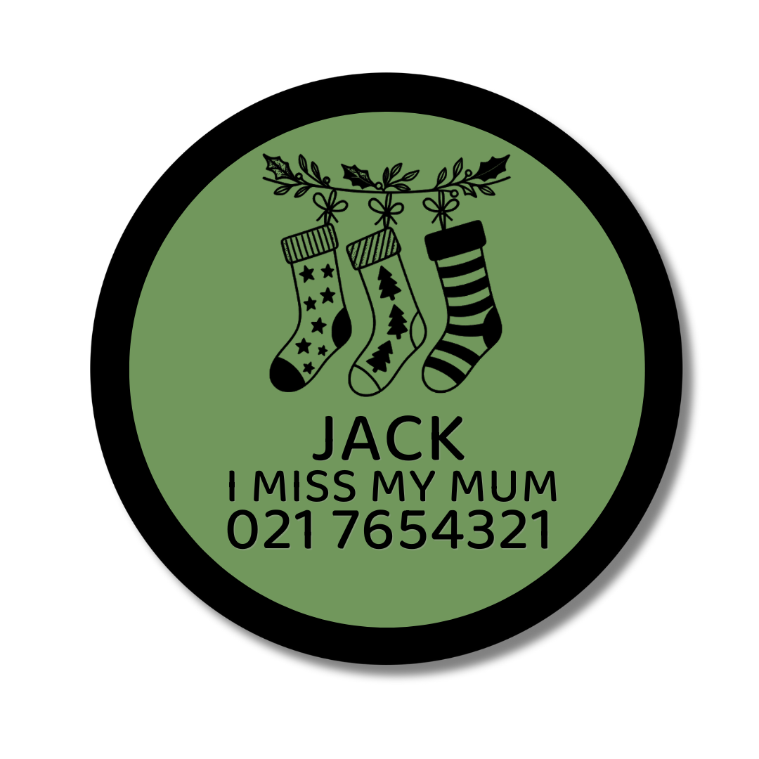 Slide-On Dog ID Tag - Stockings