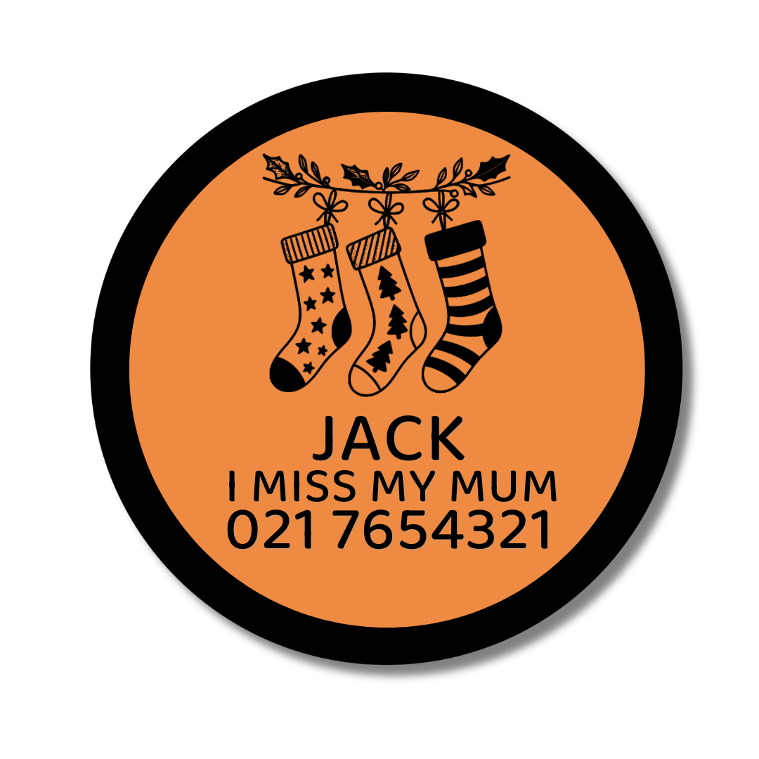 Slide-On Dog ID Tag - Stockings