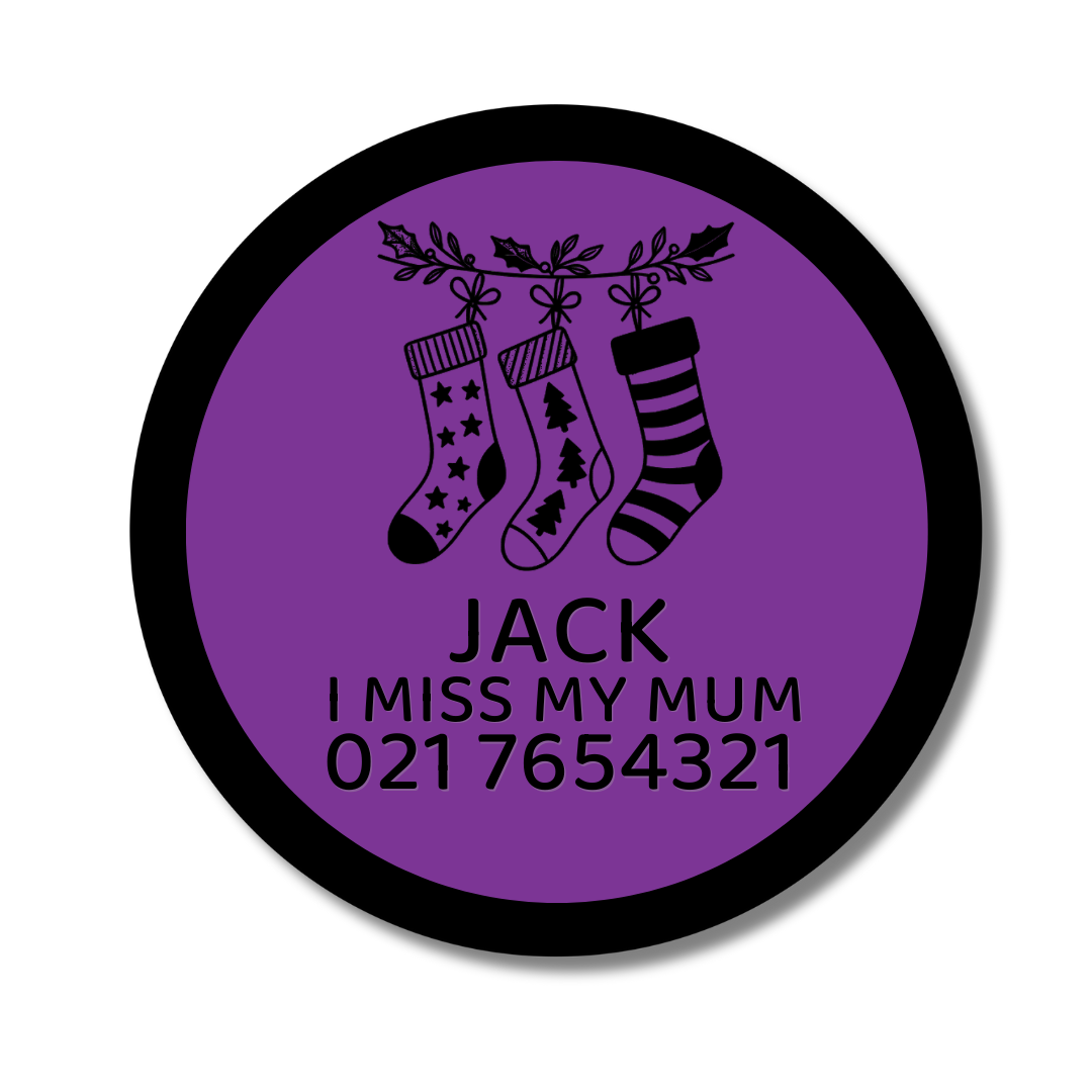 Slide-On Dog ID Tag - Stockings