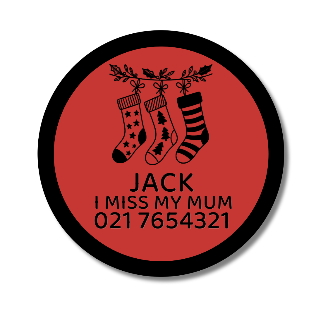 Slide-On Dog ID Tag - Stockings