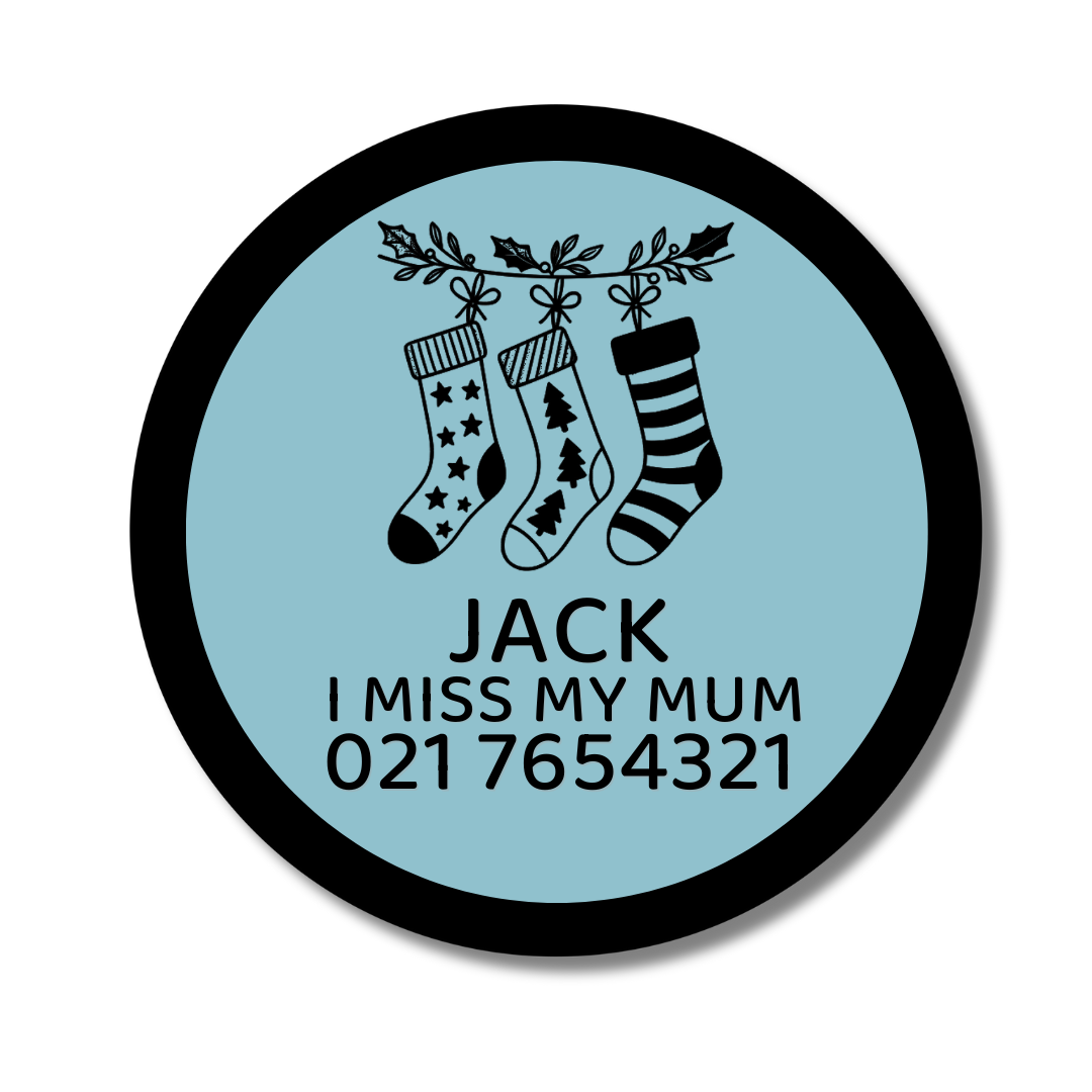 Slide-On Dog ID Tag - Stockings