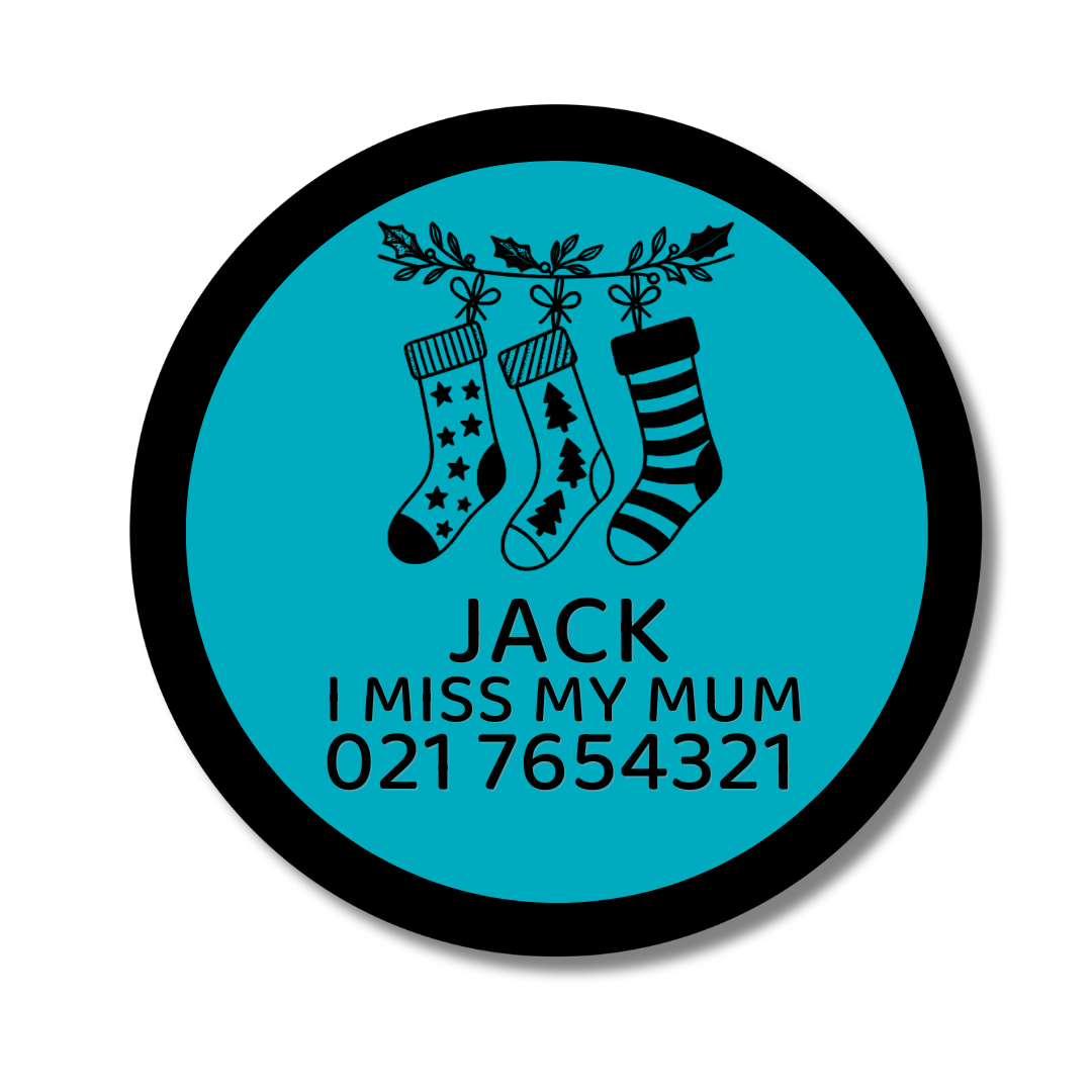 Slide-On Dog ID Tag - Stockings