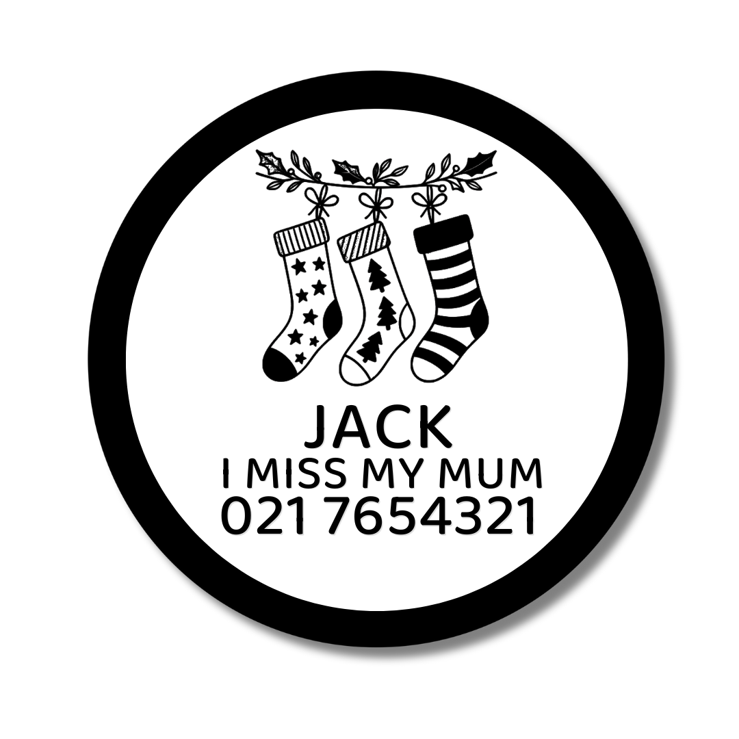 Slide-On Dog ID Tag - Stockings