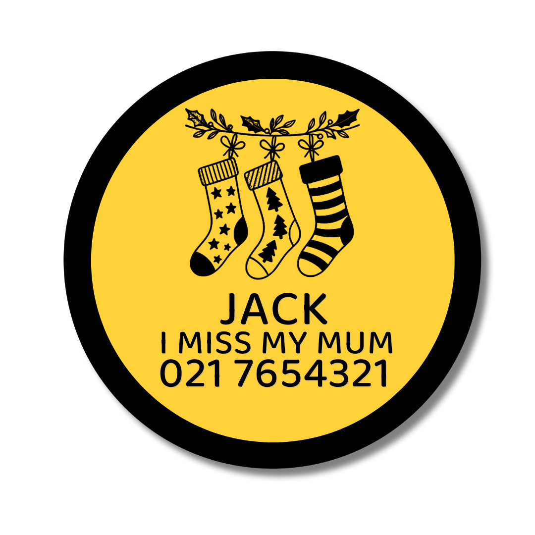 Slide-On Dog ID Tag - Stockings