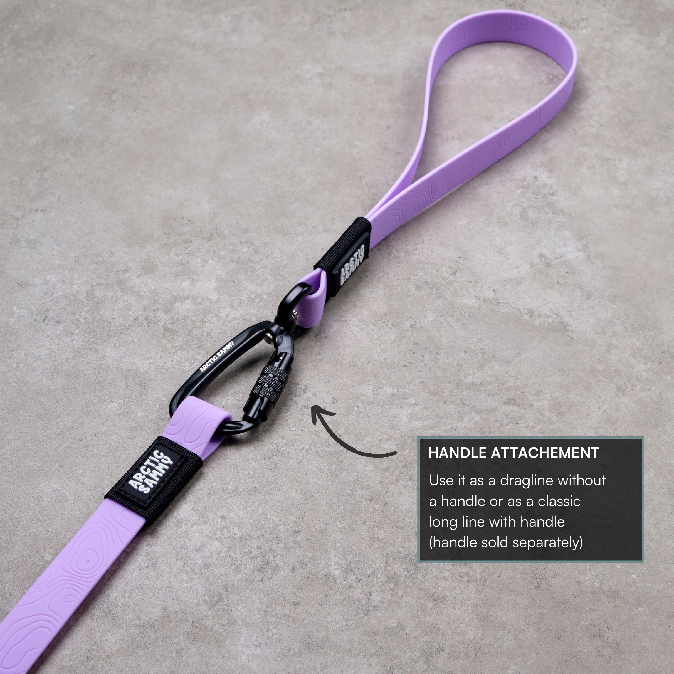 Lavender Terraflow Long Line Dog Leash - Handle