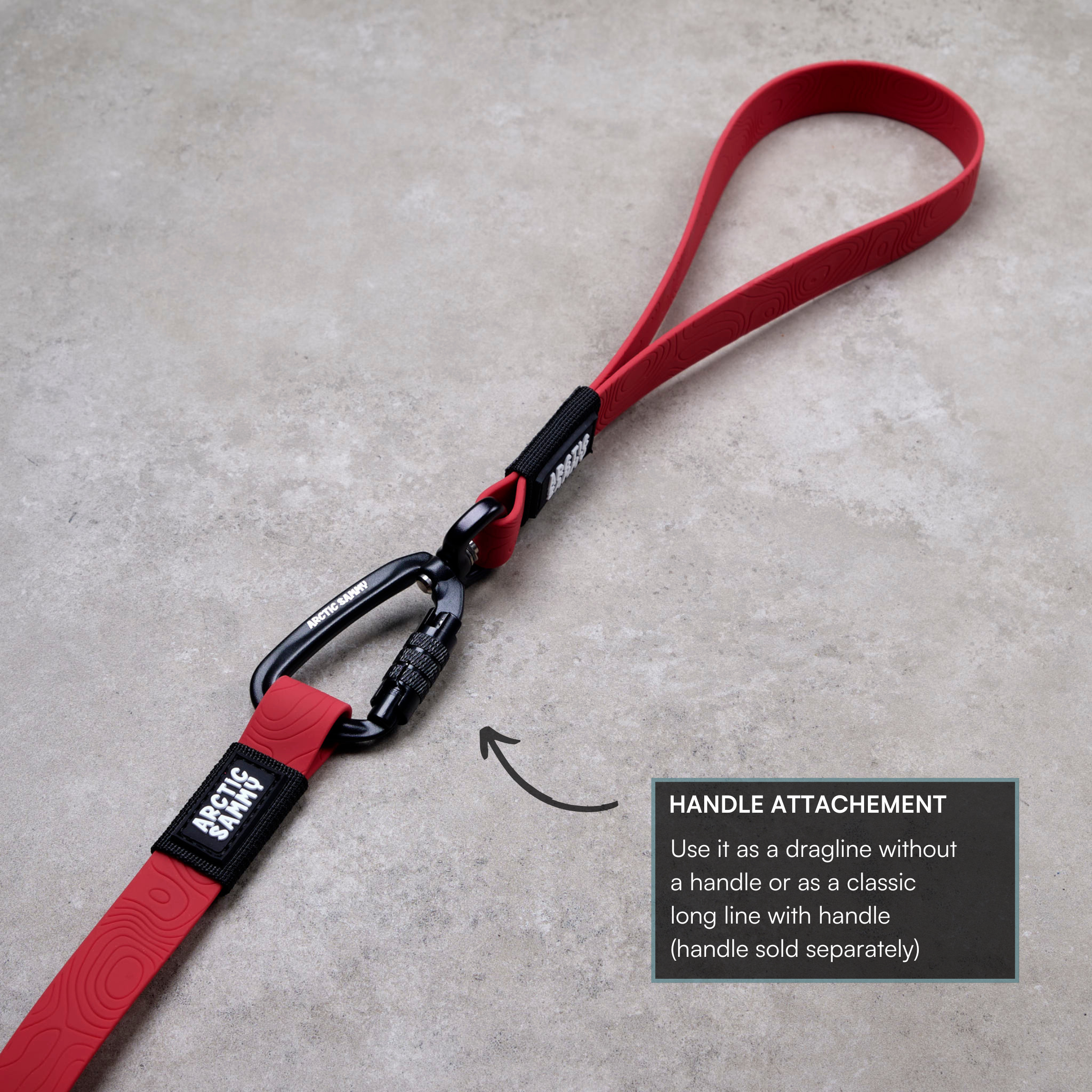 Ruby Red Terraflow Long Line Dog Leash - Handle