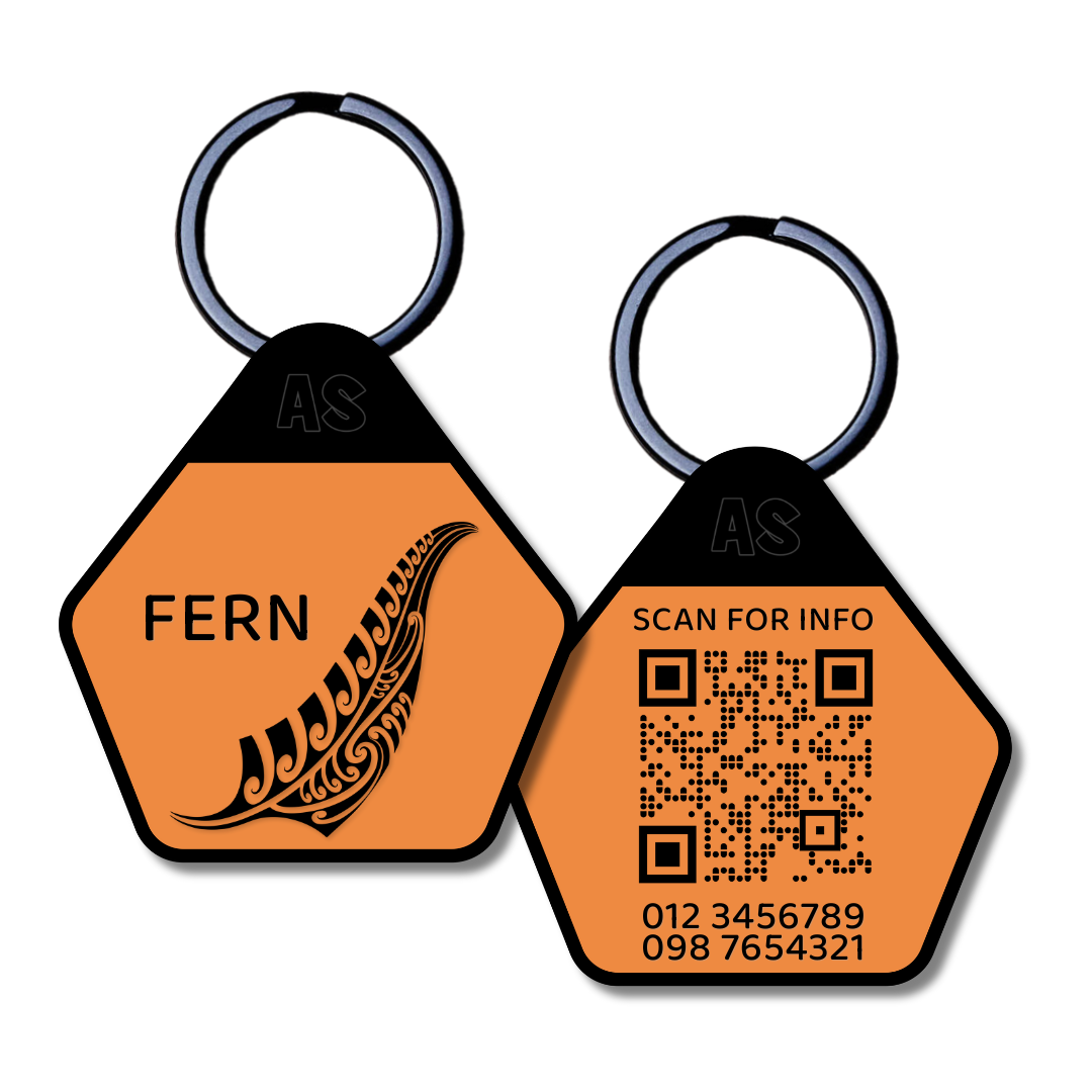 QR Code Dog ID Tag - Fern