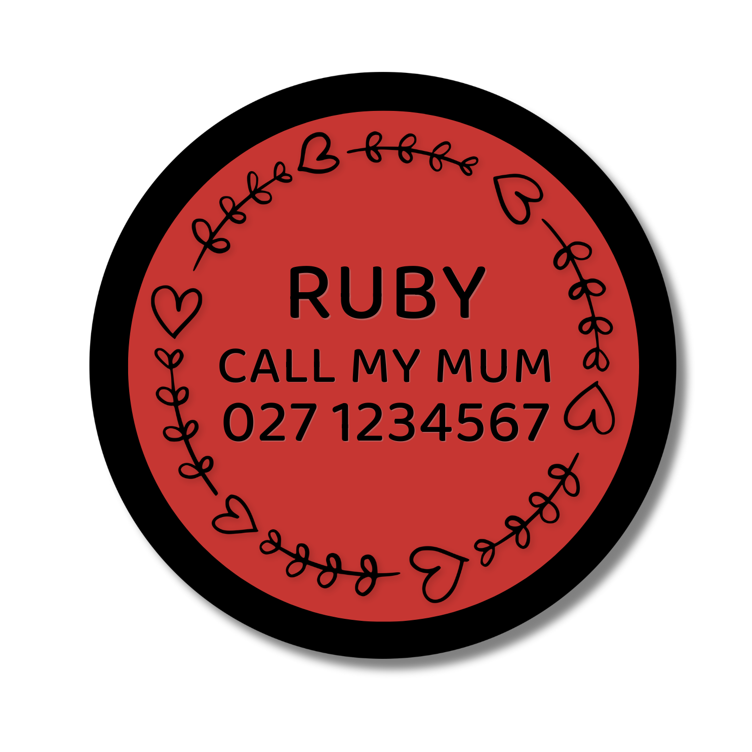 Slide-On Dog ID Tag - Ruby
