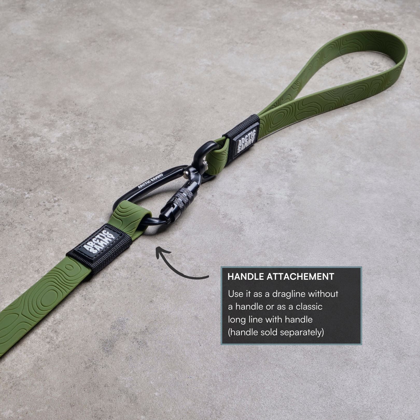 Olive Terraflow Long Line Dog Leash - Handle