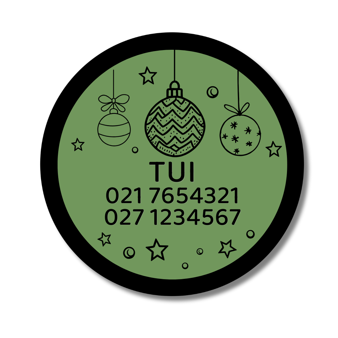 Slide-On Dog ID Tag - Christmas Balls