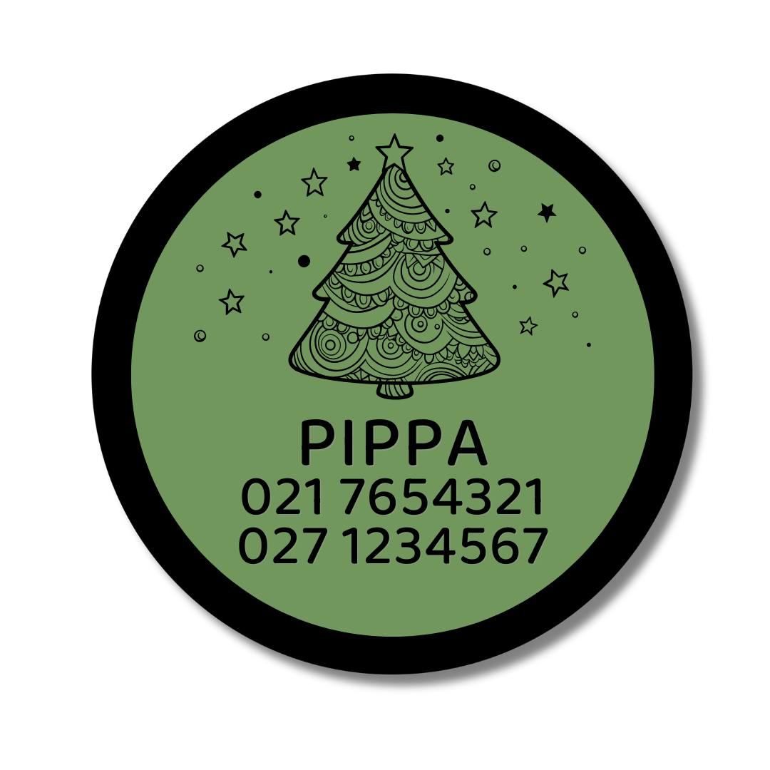 Slide-On Dog ID Tag - Christmas Tree