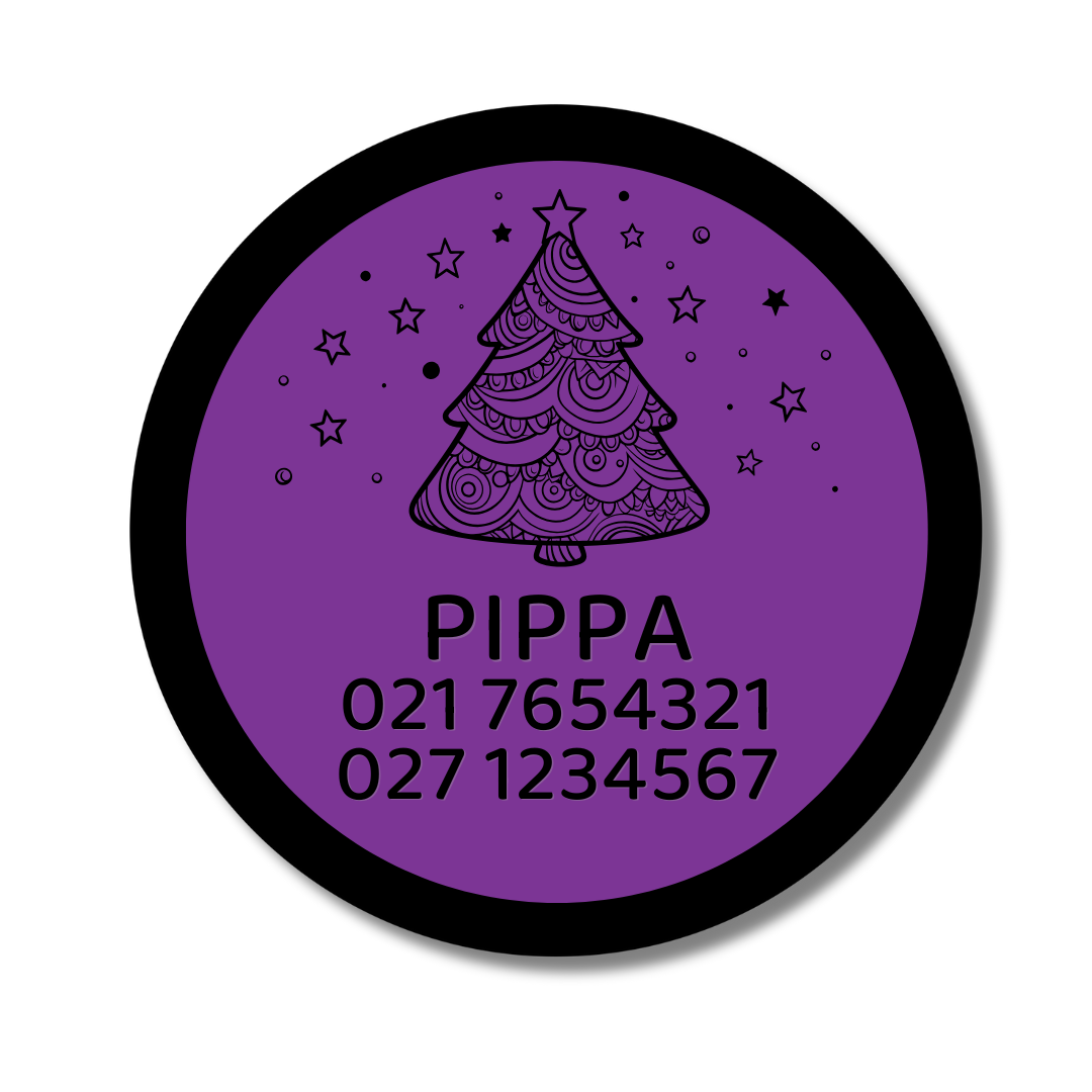 Slide-On Dog ID Tag - Christmas Tree