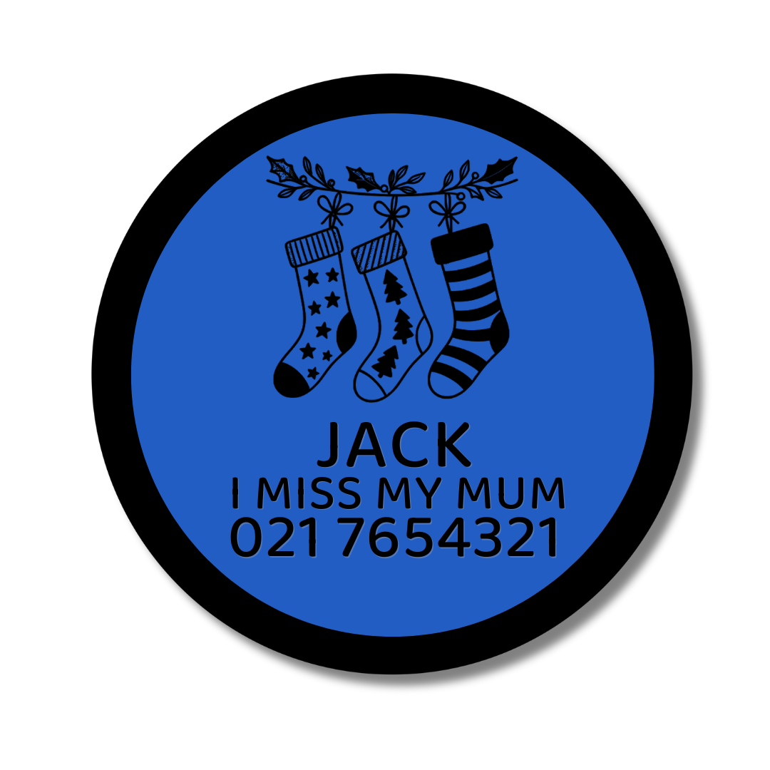 Slide-On Dog ID Tag - Stockings