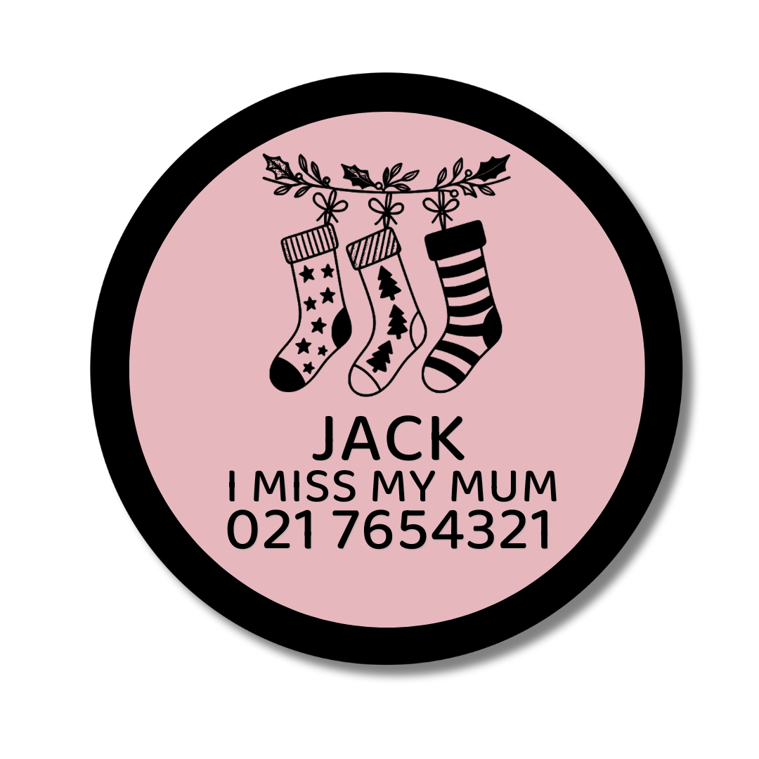 Slide-On Dog ID Tag - Stockings