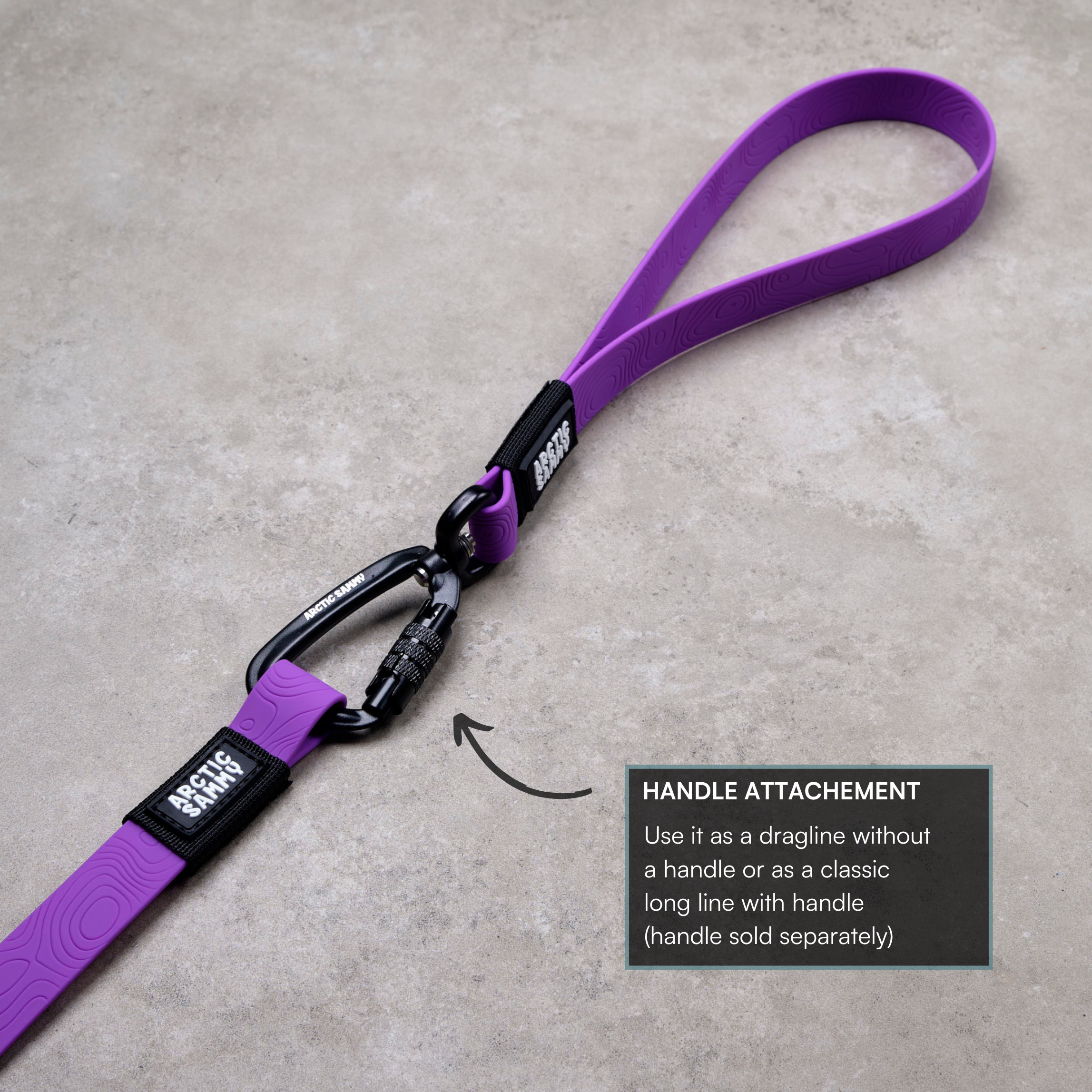 Purple Terraflow Long Line Dog Leash - Handle